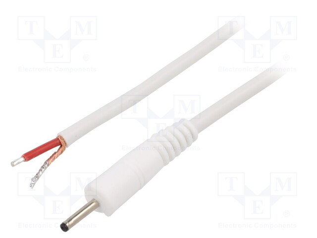 Cable; wires,DC 0,7/2,35 plug; straight; 1mm2; white; 1.5m