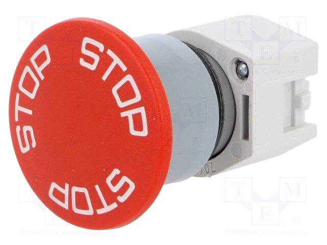 Switch: emergency stop; Stabl.pos: 2; 22mm; red; Illumin: none; IP65