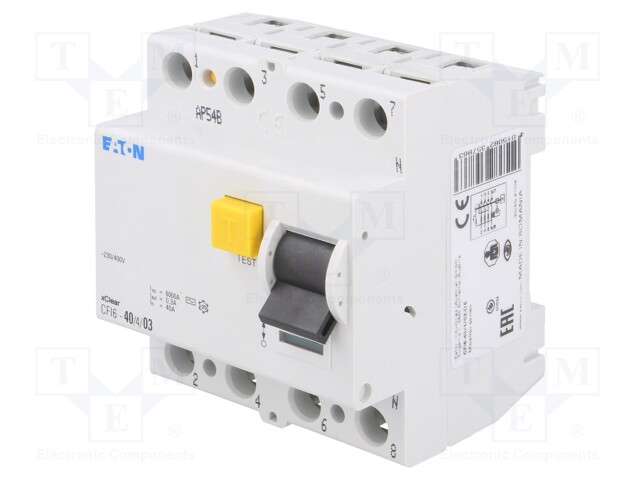 RCD breaker; Inom: 40A; Ires: 300mA; Max surge current: 250A; 400V