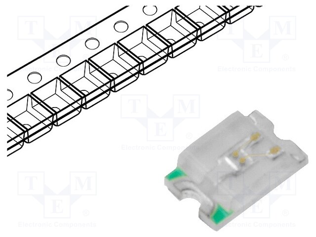 LED; SMD; 0805; green; 600÷800mcd; 2x1.25x0.68mm; 120°; 2.8÷3.4V