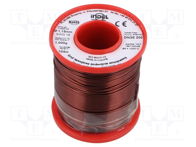 Coil wire; double coated enamelled; 1.15mm; 1kg; -65÷200°C