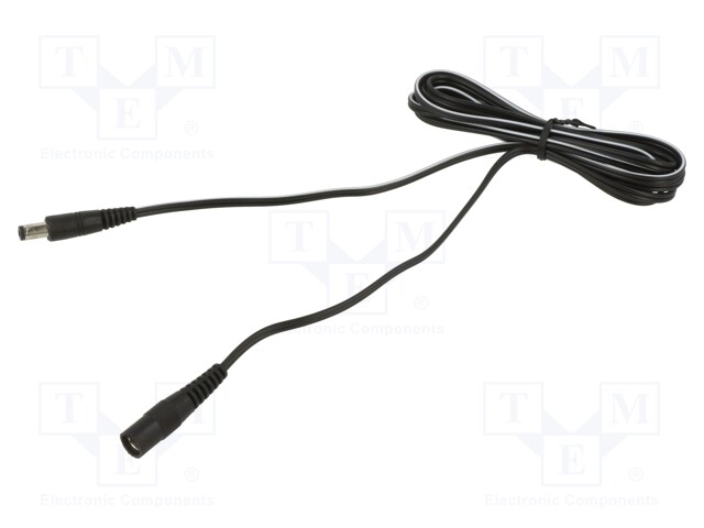 Cable; DC 5,5/2,1 plug,DC 5,5/2,1 socket; straight; 0.5mm2; 2m