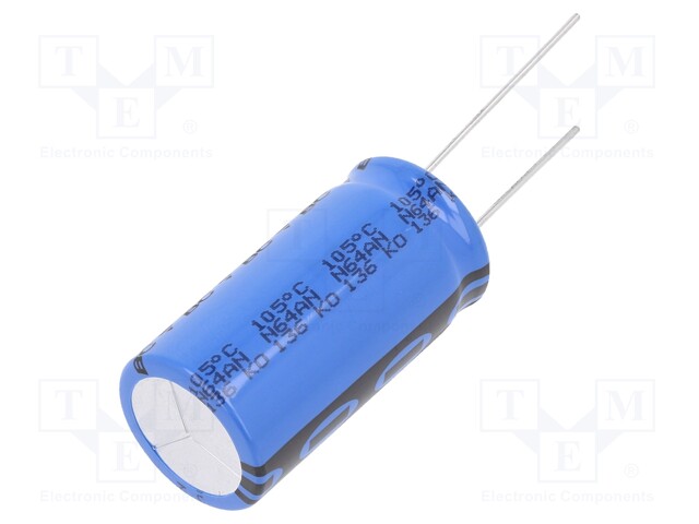 Capacitor: electrolytic; THT; 2200uF; 50VDC; Ø18x35mm; Pitch: 7.5mm