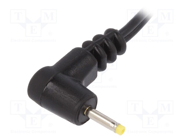 Cable; wires,DC 0,7/2,35 plug; angled; 0.5mm2; black; 1.5m