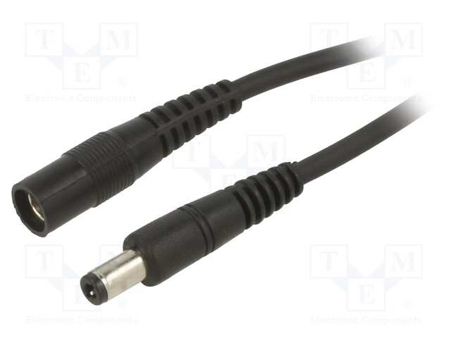 Cable; DC 5,5/2,1 plug,DC 5,5/2,1 socket; straight; 1mm2; black