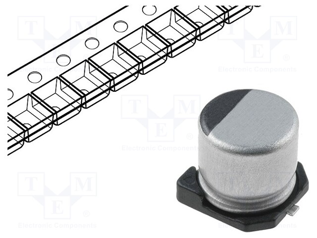 Capacitor: electrolytic; low impedance; SMD; 100uF; 6.3VDC