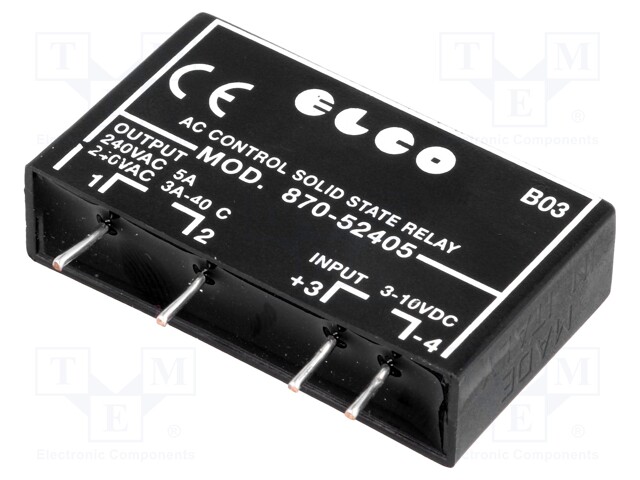 Relay: solid state; SPST-NO; Ucntrl: 3÷10VDC; 5A; max.240VAC