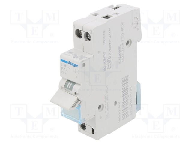 Module: toggle switch; Poles: 1; 230VAC; 16A; IP20; DIN; Stabl.pos: 3