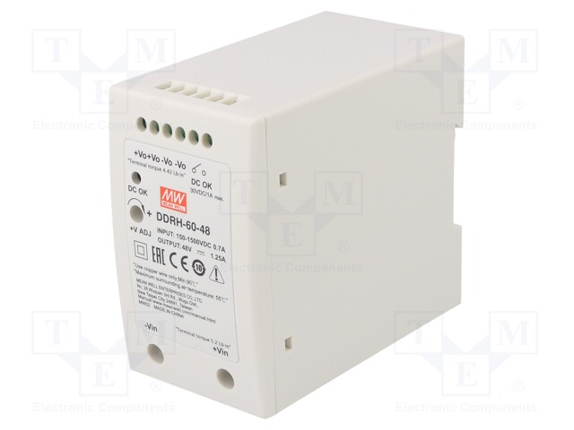 Converter: DC/DC; 60W; Uin: 150÷1500V; 48VDC; Iout: 1.25A; 800g