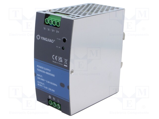 Power supply: switched-mode; for DIN rail; 240W; 24VDC; 5A; OUT: 1