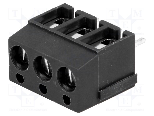 PCB terminal block; angled 90°; 5mm; ways: 3; on PCBs; 2.5mm2; 16A