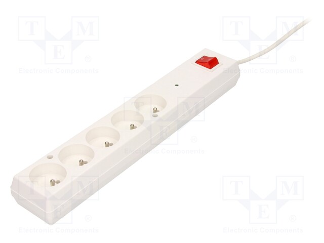 Plug socket strip: protective; Sockets: 5; 230VAC; 10A