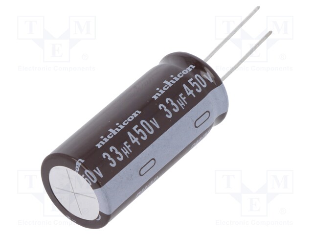 Capacitor: electrolytic; low impedance; THT; 33uF; 450VDC; ±20%