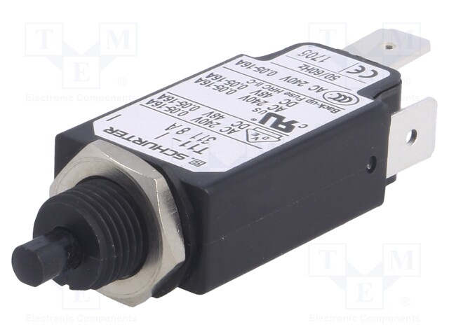 Circuit breaker; Urated: 240VAC; 48VDC; 8A; SPST; Poles: 1; screw