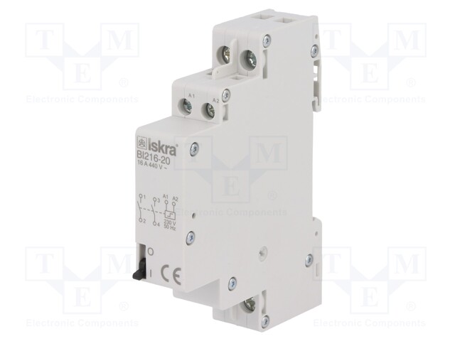 Relay: installation; bistable; NO x2; Ucoil: 230VAC; 17.6x90x65mm