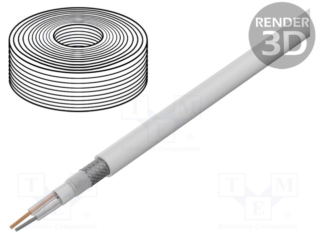 Wire: microphone cable; 2x0,35mm2; white; OFC; PVC; -15÷70°C; 100m