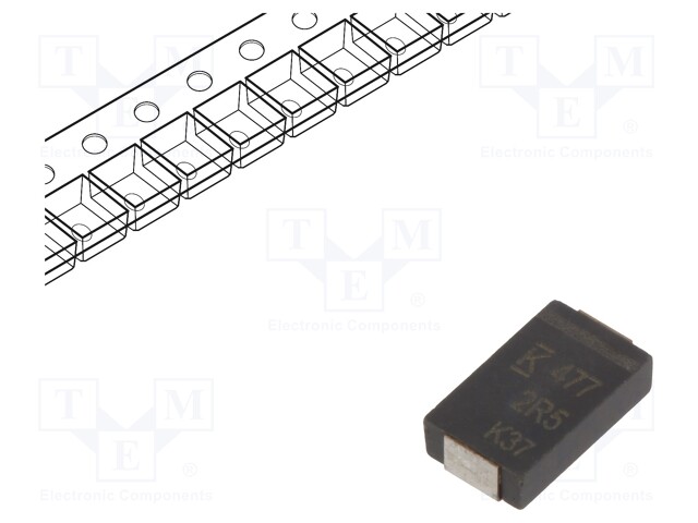 Capacitor: polymer; 470uF; 2.5VDC; Case: V; 2917; ESR: 4.5mΩ; SMD