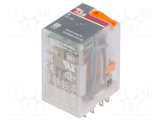 Relay: electromagnetic; 3PDT; Ucoil: 110VAC; 10A; max.250VDC