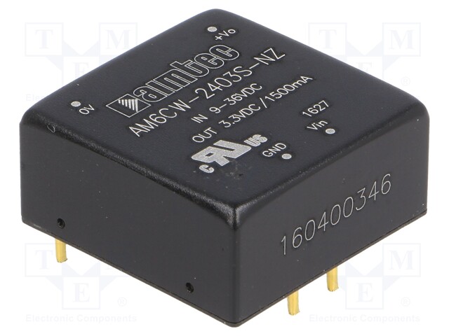 Converter: DC/DC; 6W; Uin: 9÷36V; 3.3VDC; Iout: 1.5A; 1"x1"; 14g