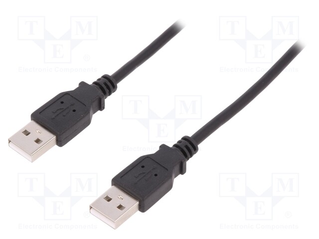 Cable; USB 2.0; USB A plug,both sides; nickel plated; 1.8m; black