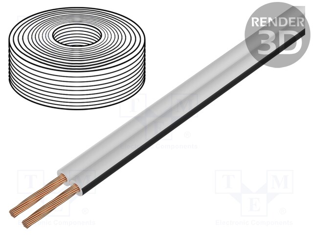 Wire: loudspeaker cable; TLYp; 2x1mm2; unshielded; PVC; white