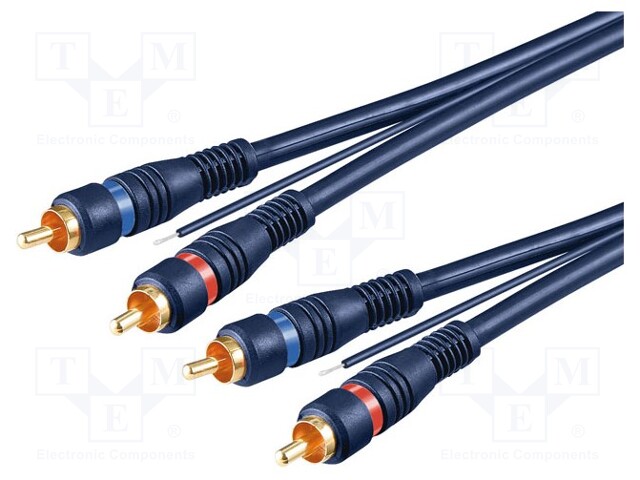 Cable; RCA plug x2,control,both sides; 5m; Plating: gold-plated