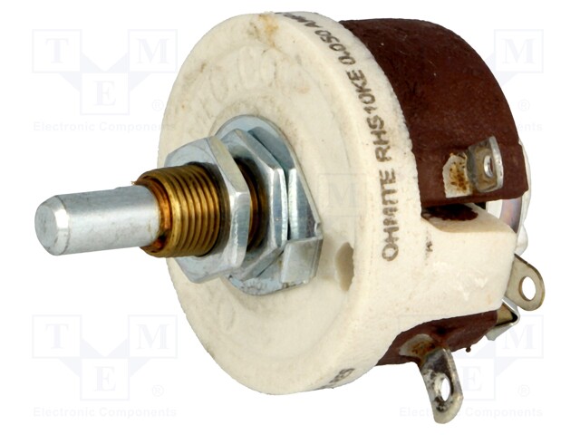 Potentiometer: shaft; single turn; 10kΩ; 25W; 6.35mm; wirewound