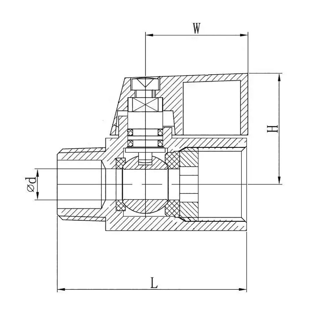 Ball valve; acid resistant steel AISI 316; PTFE; max.63bar; 43mm