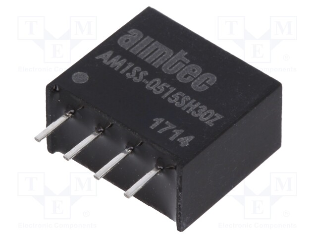 Converter: DC/DC; 1W; Uin: 4.5÷5.5V; 15VDC; Iout: 67mA; SIP4; 1.5g