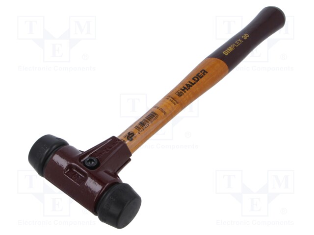 Hammer; 295mm; W: 90mm; 345g; 30mm; round; rubber; wood; SIMPLEX