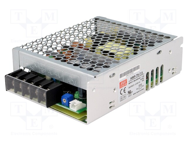 Power supply: switched-mode; modular; 75W; 7.5VDC; 129x98x38mm