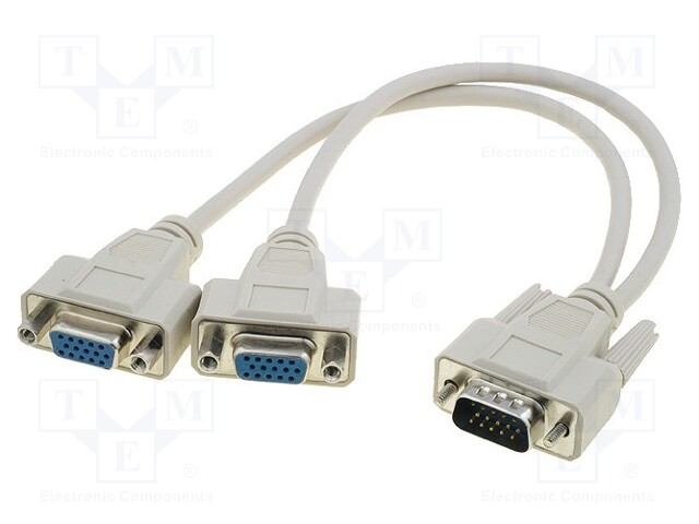 Cable; D-Sub 15pin HD plug,D-Sub 15pin HD socket x2; white