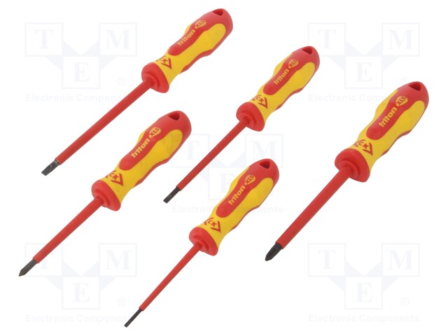 Screwdrivers; Pcs: 5; insulated; 1kVAC; Bit: Phillips,slot