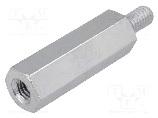 Screwed spacer sleeve; Int.thread: M2; 10mm; Ext.thread: M2; steel