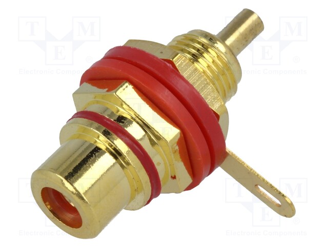 Socket; RCA; female; insulated; gold-plated; for panel mounting