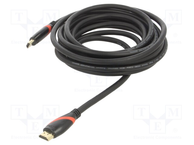 Cable; HDMI 1.4; HDMI plug,both sides; PVC; 5m; black; Core: Cu