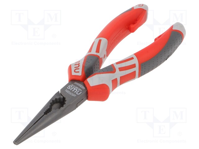 Pliers; half-rounded nose,elongated; 170mm; Cut: with side face