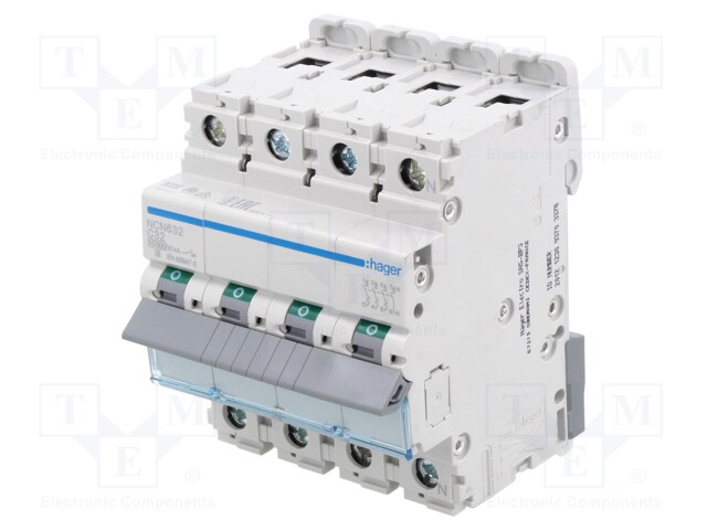 Circuit breaker; 230/400VAC; Inom: 32A; Poles: 3+N; DIN; Charact: C