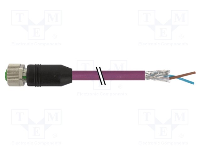 Connection lead; M12; PIN: 2; 10m; 4A; Series: 7000; Colour: black