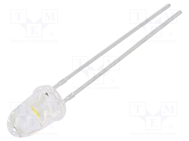 LED; 5mm; white warm; 16500÷50000mcd; 12°; Front: convex; 2.8÷3.4V