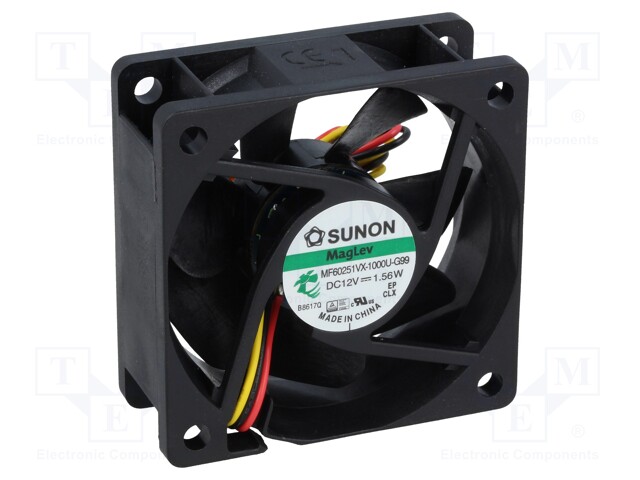 Fan: DC; axial; 12VDC; 60x60x25mm; 45.63m3/h; 31.2dBA; Vapo; 5200rpm