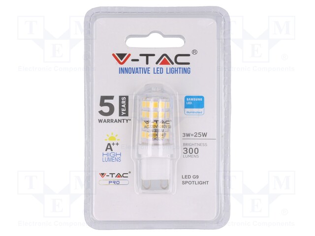 LED lamp; neutral white; G9; 220/240VAC; 300lm; 3W; 4000K