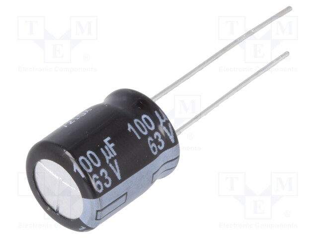 Capacitor: electrolytic; low impedance; THT; 100uF; 63VDC; ±20%