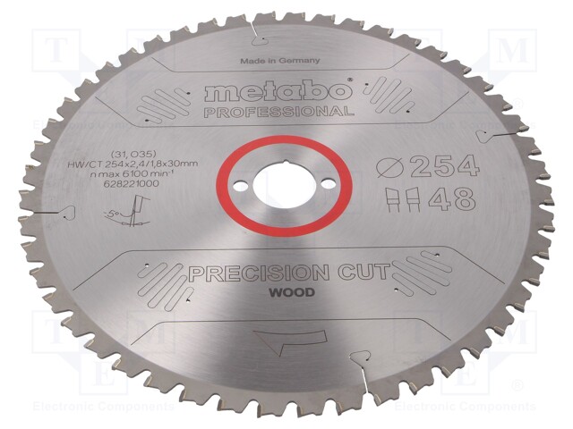 Circular saw; Ø: 254mm; Øhole: 30mm; W: 2.4mm; Teeth: 48; Mat: HW/CT