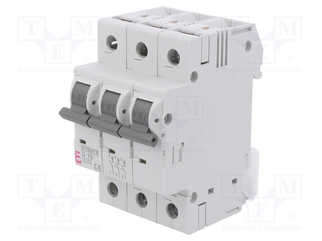 Circuit breaker; 230/400VAC; Inom: 10A; Poles: 3; DIN; Charact: D