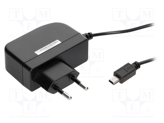 Power supply: switched-mode; 5VDC; 1.2A; Out: mini USB; 6W; Plug: EU