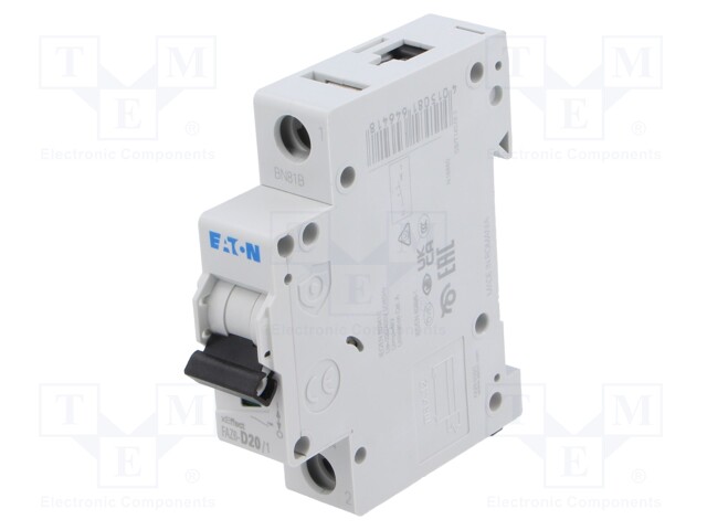 Circuit breaker; 230/400VAC; Inom: 20A; Poles: 1; Charact: D; 6kA