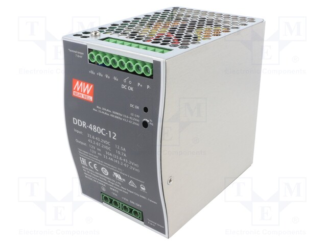 Power supply: DC/DC; 400.8W; 12VDC; 33.4A; 33.6÷67.2VDC; 1375g