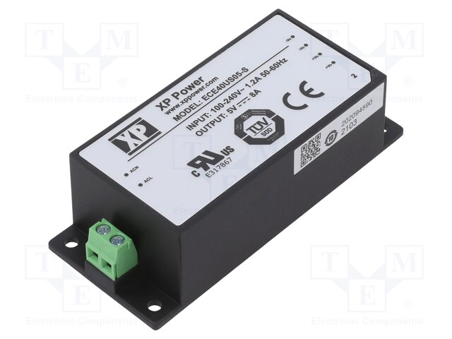 Power supply: switched-mode; 40W; 5VDC; 8A; OUT: 1; 87x40x28.5mm