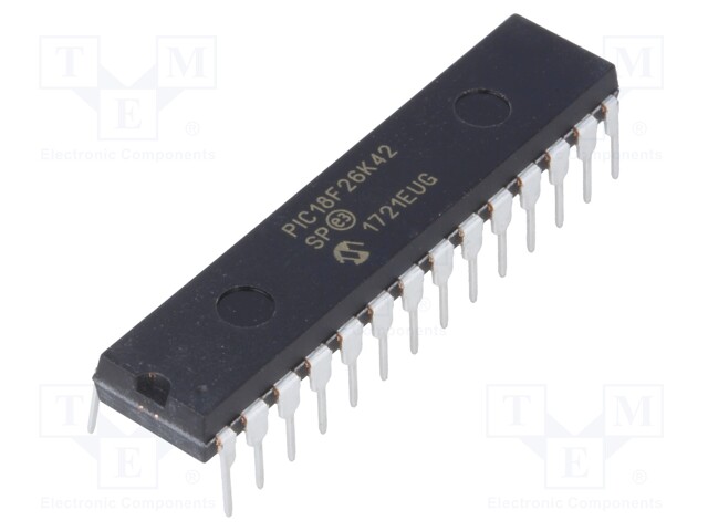 PIC microcontroller; Memory: 64kB; SRAM: 4096B; EEPROM: 1024B; THT